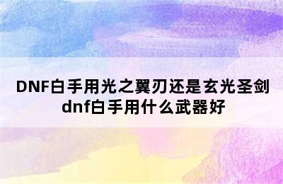 DNF白手用光之翼刃还是玄光圣剑 dnf白手用什么武器好